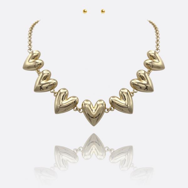 PUFFY HEART LINKED NECKLACE