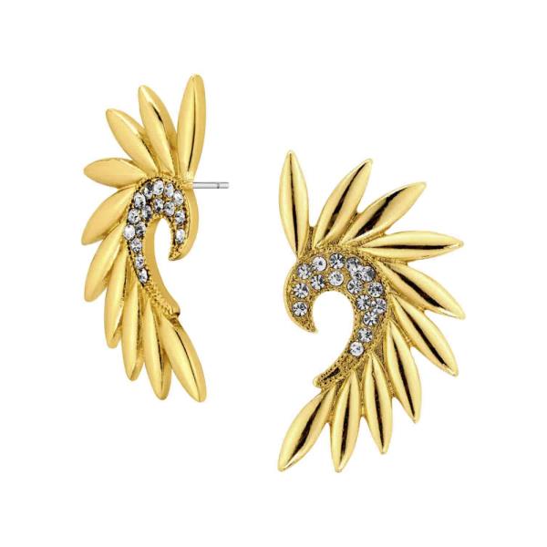 CRYSTAL METAL WING POST EARRINGS