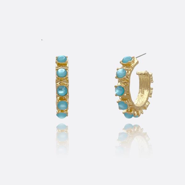 ROUGH TEXTURED STONE HOOP EARRING