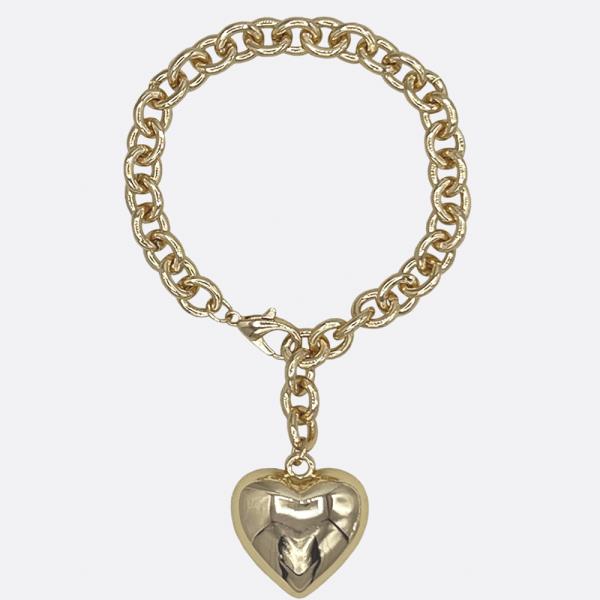 ADJUSTABLE CHAIN PUFFY HEART BRACELET