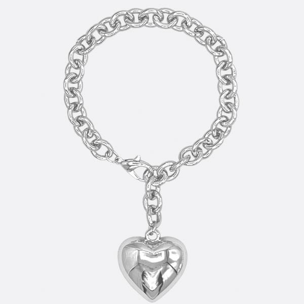 ADJUSTABLE CHAIN PUFFY HEART BRACELET