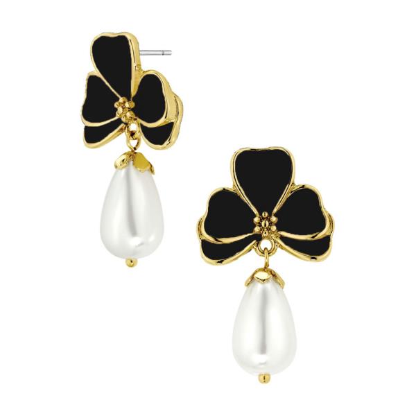 FLOWER PEARL DANGLE EARRING