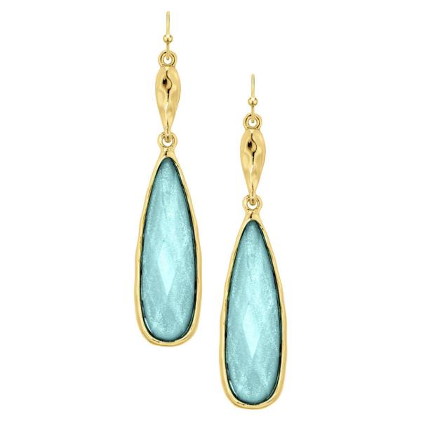 EPOXY STONE COLOR DANGLE TEARDROP EARRING