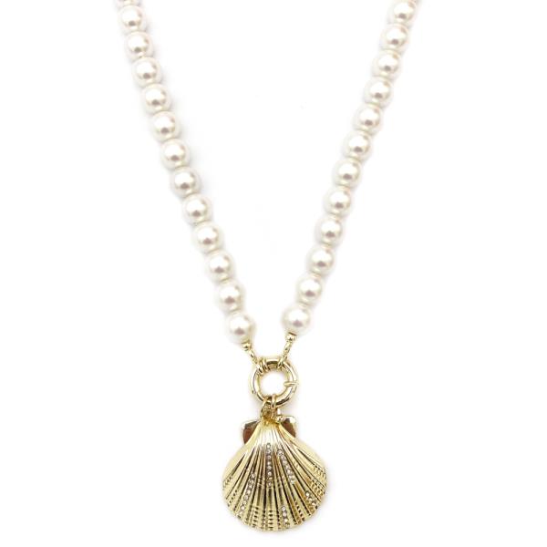 SEA LIFE SHORT PEARL CLAM PENDANT NECKLACE