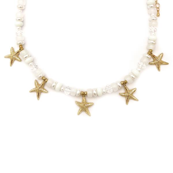 MIXED BD SHORT STARFISH CHARMS NECKLACE