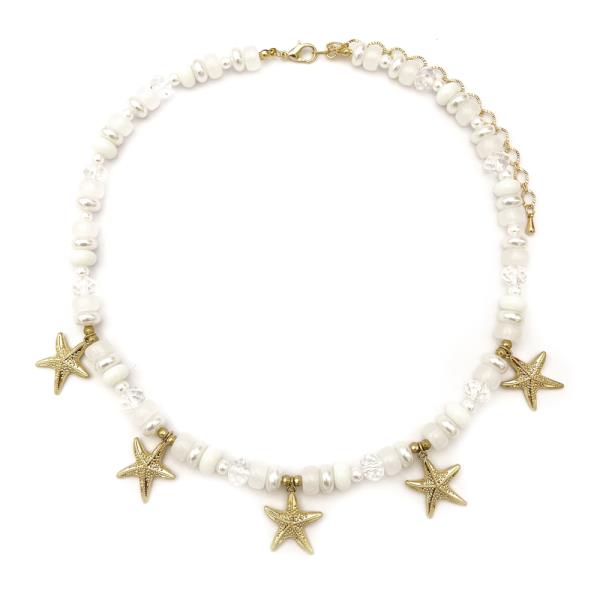 MIXED BD SHORT STARFISH CHARMS NECKLACE