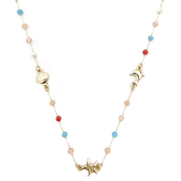 SEA LIFE METAL BEAD STATION NECKLACE