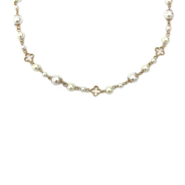 NK 16 INCH PEARL CLOVER NECKLACE