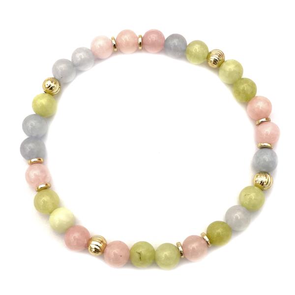 SEMI STONE BEAD STRETCH BRACELET