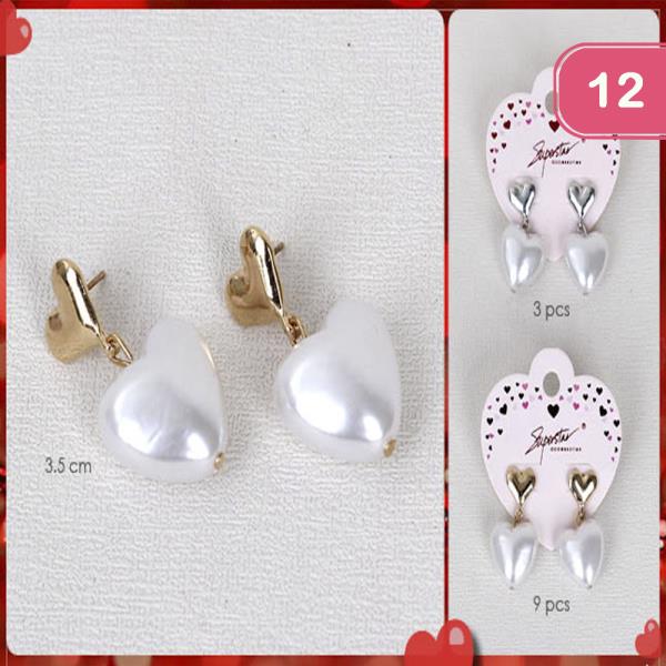 VALENTINE`S DAY HEART PEARL EARRING (12 UNITS)