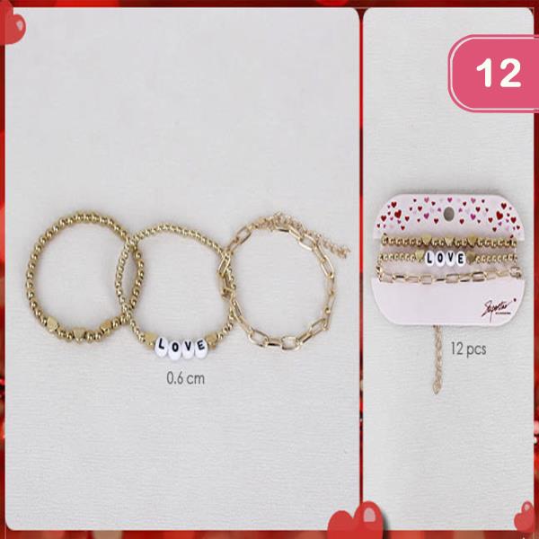 VALENTINE`S DAY HEART BRACELET SET (12 UNITS)