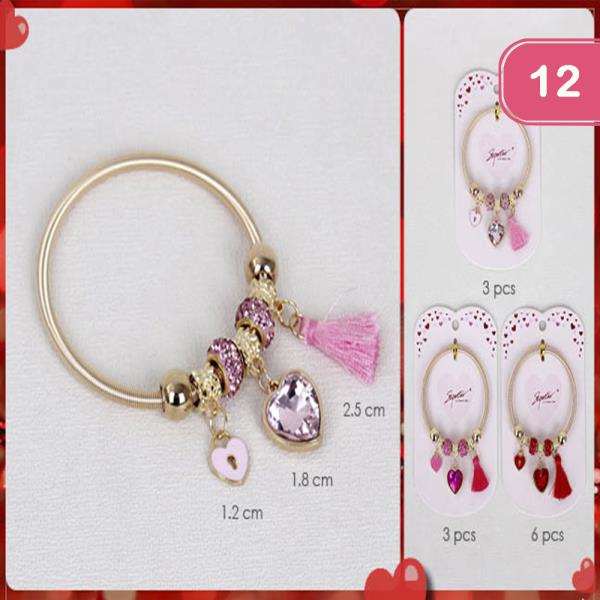 VALENTINE`S DAY HEART BANGLE BRACELET (12 UNITS)