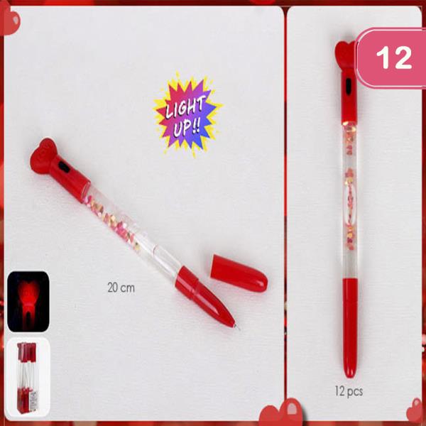 VALENTINE`S DAY HEART LIGHT UP PEN (12 UNITS)