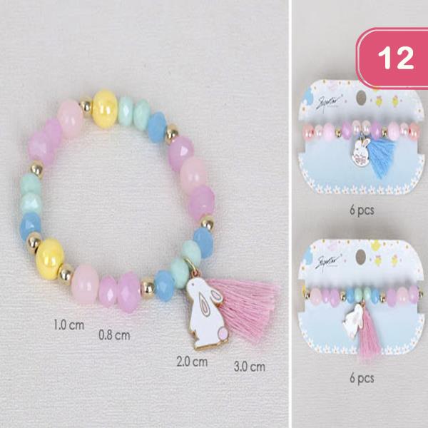 HAPPY EASTER RABBIT STRETCH BRACELET (12 UNITS)