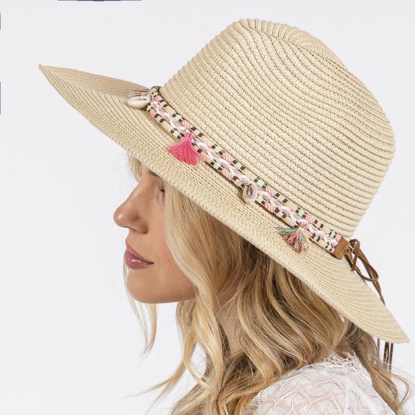 BOHO TASSEL BAND STRAW SUN HAT