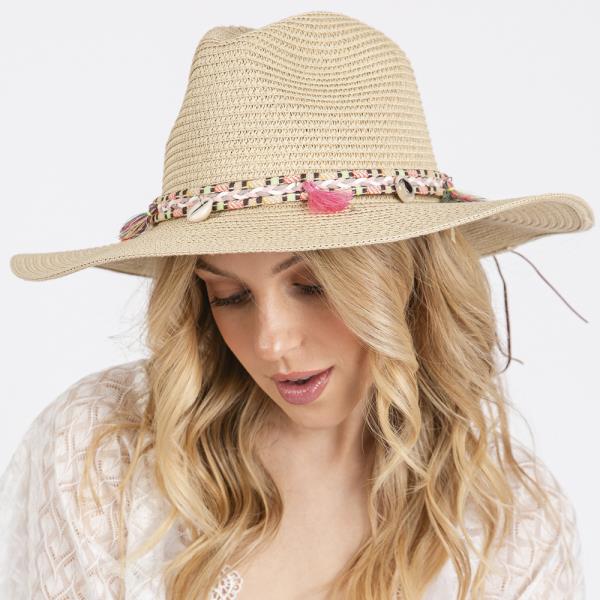 BOHO TASSEL BAND STRAW SUN HAT