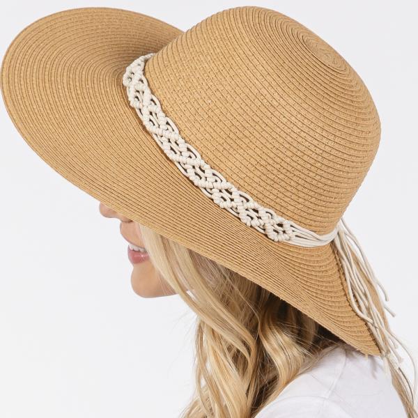 BRAIDED STRAP STRAW SUN HAT