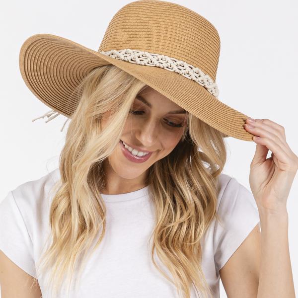 BRAIDED STRAP STRAW SUN HAT