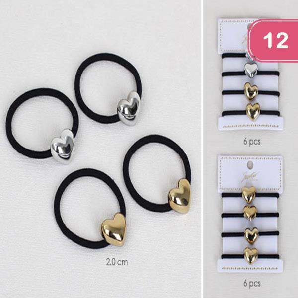 METAL HEART HAIR TIE SET (12 UNITS)