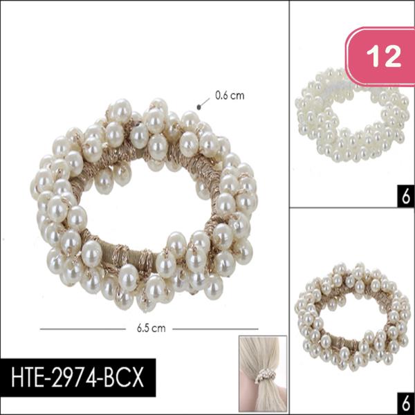 PEARL SCRUNCHIES HAIR TIE (12 UNITS)