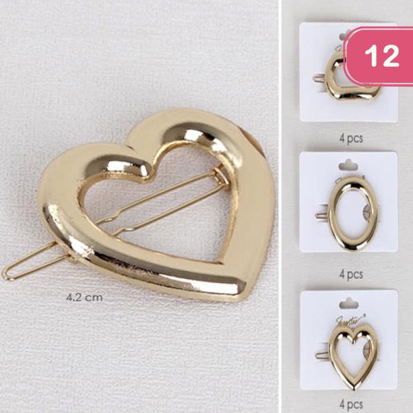 METAL HEART ROUND HAIR PIN (12 UNITS)