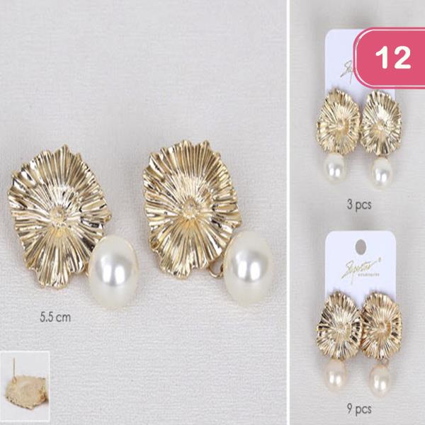 FLOWER PEARL DANGLE EARRING (12 UNITS)