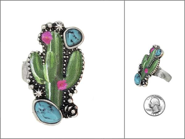 CACTUS WESTERN SEMI STONE PRINT RING