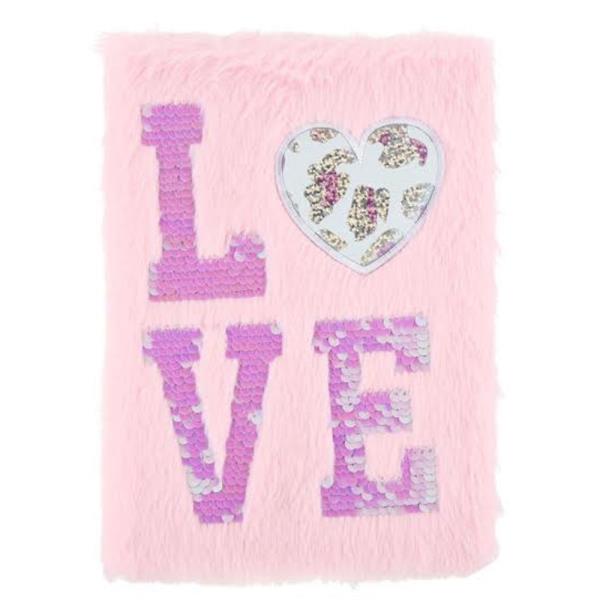 LOVE SEQUIN FAUX FUR NOTEBOOK