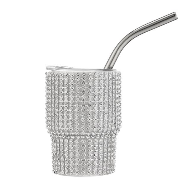 RHINESTONE TUMBLER WITH STRAW