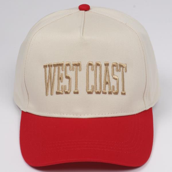 WEST COAST EMB TWO TONE 5 PANEL BASEBALL CAP