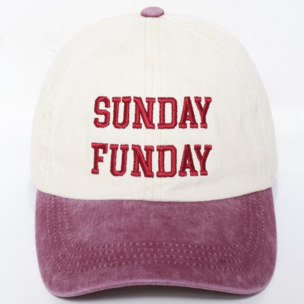 SUNDAY FUNDAY EMBROIDERY IN TWO TONE BASEBALL CAP