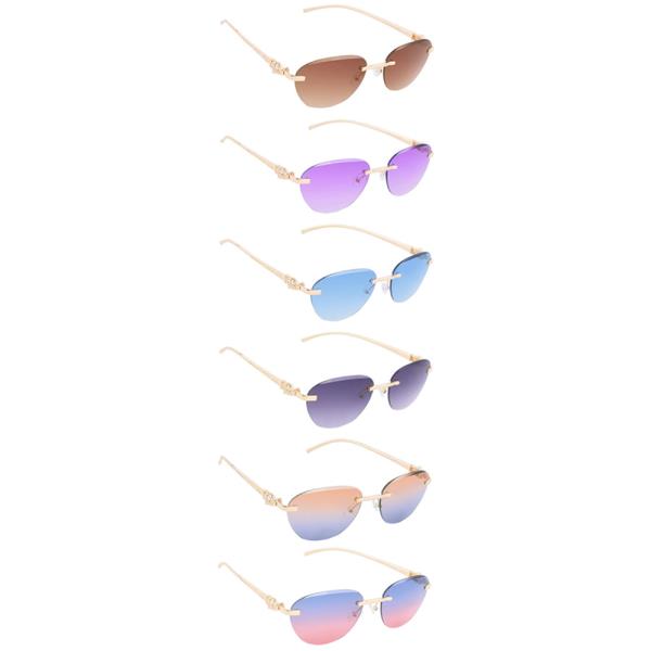 RIMLESS COLORED ROUND SUNGLASSES 1DZ