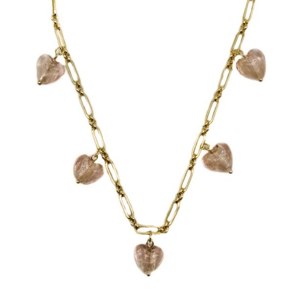 SHORT CHAIN MURANO GLASS HEARTS NECKLACE