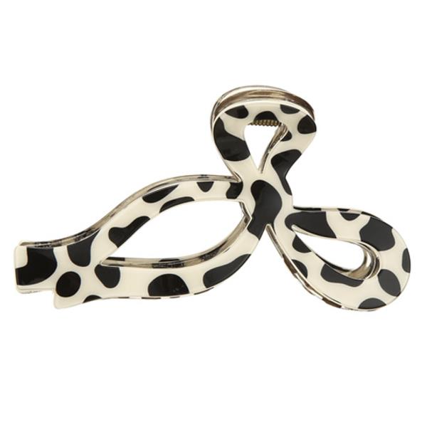 COW PRINT RIBBON HAIR CLAW JAW CLIP