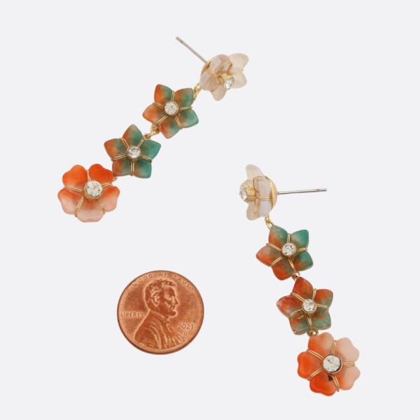 ACETATE FLOWER LINK DANGLE EARRING