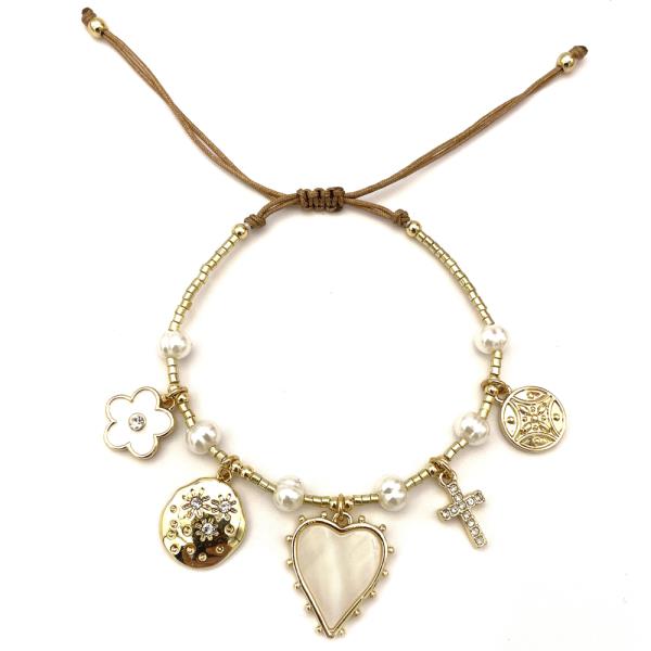 MIXED CHARM PULL TIE BRACELET