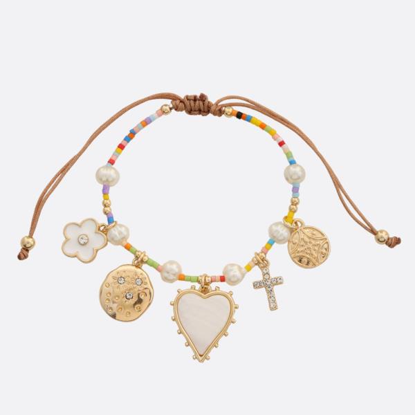 MIXED CHARM PULL TIE BRACELET