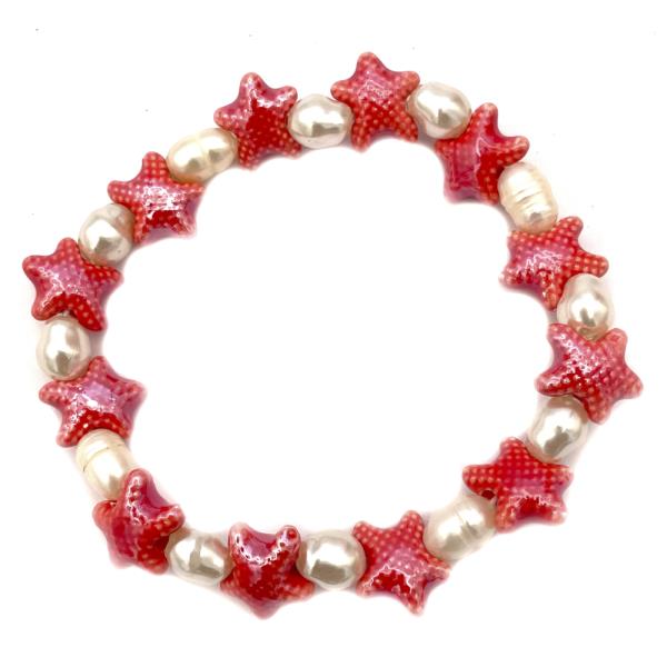 STARFISH & PEARL MIX STRETCH BRACELET