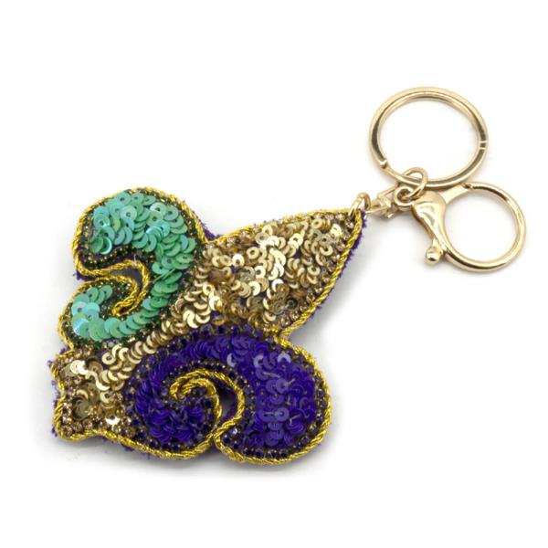 SEED BEAD MARDI GRAS KEYCHAIN