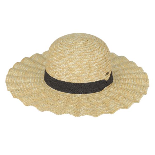 CC WHEAT STRAW WAVED BRIM SUN HAT