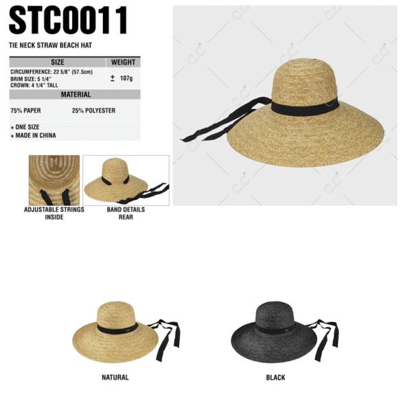 CC TIE NECK STRAW BEACH HAT