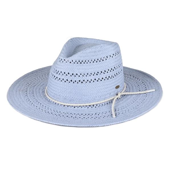 CC OPEN WEAVED PANAMA HAT WITH PU STRING BAND