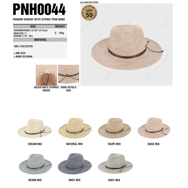 CC PANAMA SUN HAT WITH STRING TRIM BAND