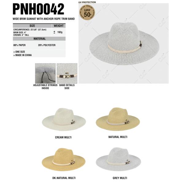 CC WIDE BRIM SUNHAT WITH ANCHOR ROPE TRIM BAND