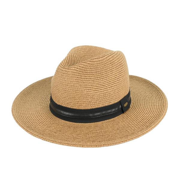 CC PANAMA STRAW HAT W/GG PU TRIM BAND