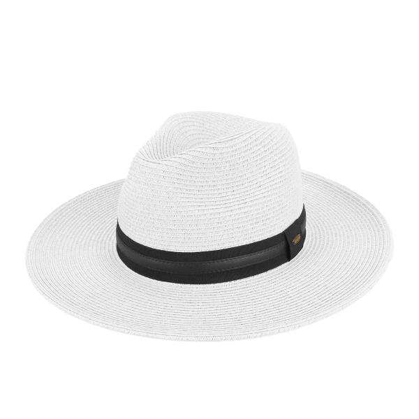 CC PANAMA STRAW HAT W/GG PU TRIM BAND