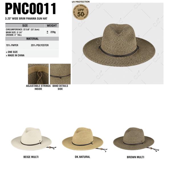 CC 3.25" WIDE BRIM PANAMA SUN HAT