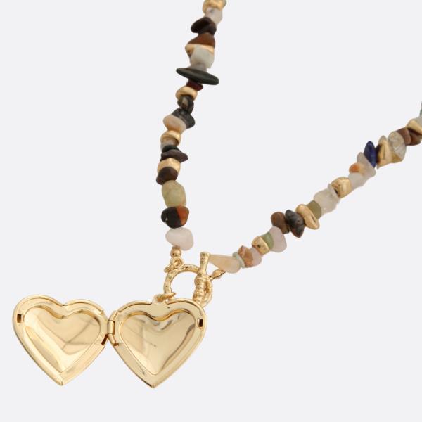 HEART LOCKET IT PENDANT BEADED NECKLACE