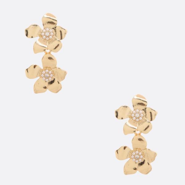 DOUBLE FLOWER METAL EARRING