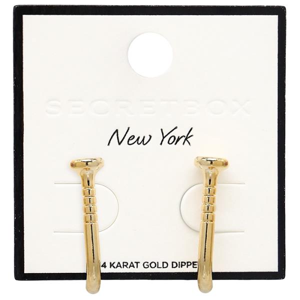 SECRET BOX 14K GOLD DIPPED NAIL SHAPE EARRING